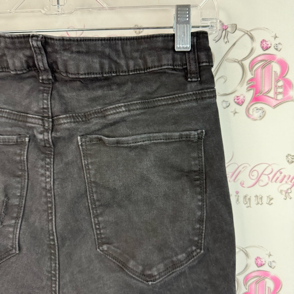 Miami high rise super skinny black shorts Women's Distressed Black Jean Shorts - Picture 8 of 15